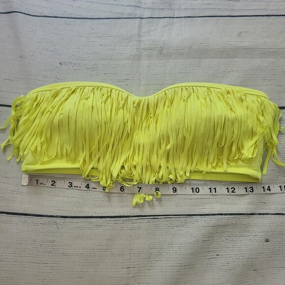 Victoria's Secret Size L Fringe Neon Yellow Bandeau Swim Top Beachwear Summer - Picture 5 of 9
